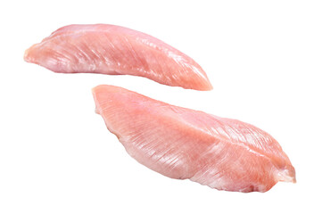 Raw Turkey steaks. Breast fillet.  Isolated, transparent background