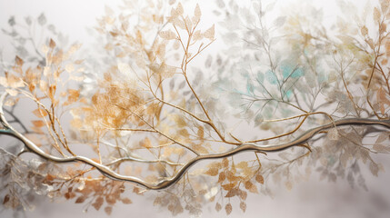 Ornament, golden branches, silver branches, pastel colors Generative AI