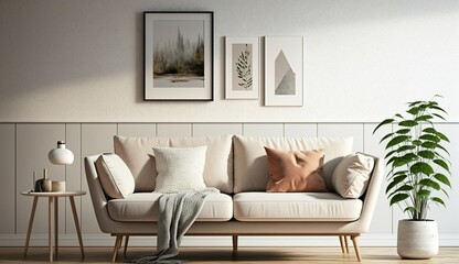 sofa and paintings