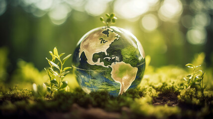 Obraz na płótnie Canvas Earth Day is a global holiday that is celebrated annually on April 22. This day is dedicated to environmental protection and caring for the planet. People from all over the world p Generative AI
