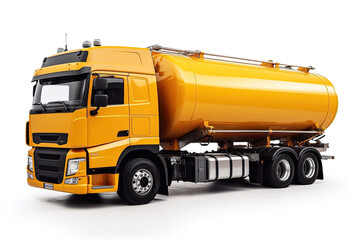 Yellow Fuel Tanker Truck Isolated on White Background, Generative AI - 591460404