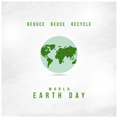 Reduce, Reuse, Recycle, World Earth Day, Greenery, Pollution, Planet, Social Media Design Template, April Special 