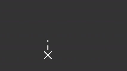 Animated route white line icon. Appearing dotted line. Location pin. Loop HD video with chroma key, alpha channel on transparent background, black solid background. Outline graphic animation