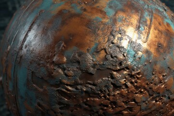 A close-up of a metallic texture with patina or rust, Generative AI