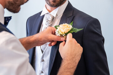 Groom preparing before wedding.