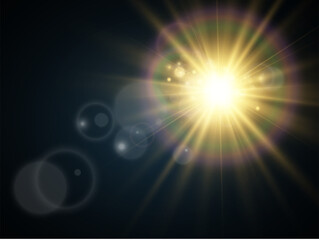 Obraz premium Bright beautiful star.Illustration of a light effect on a transparent background. 