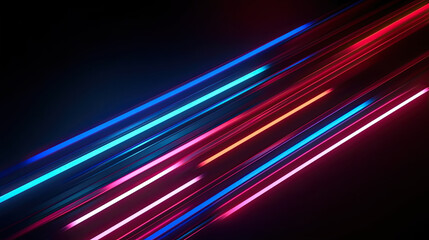 Pink and blue neon lines abstract background - generative ai
