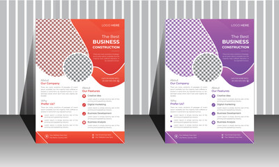 Modern and simple corporate business flyer, cover design layout space for photo background, poster flyer pamphlet, A4 size colorful vector design.