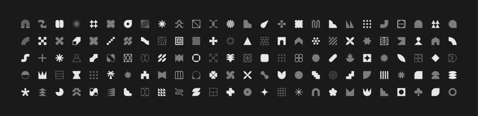 Neo geo shapes set. Basic shapes collection. Neo geometric icons. Modern symbols. Abstract and minimalist signs. Duotone icon. Modernism design. Brutalism art. Swiss style. Geometric shape.