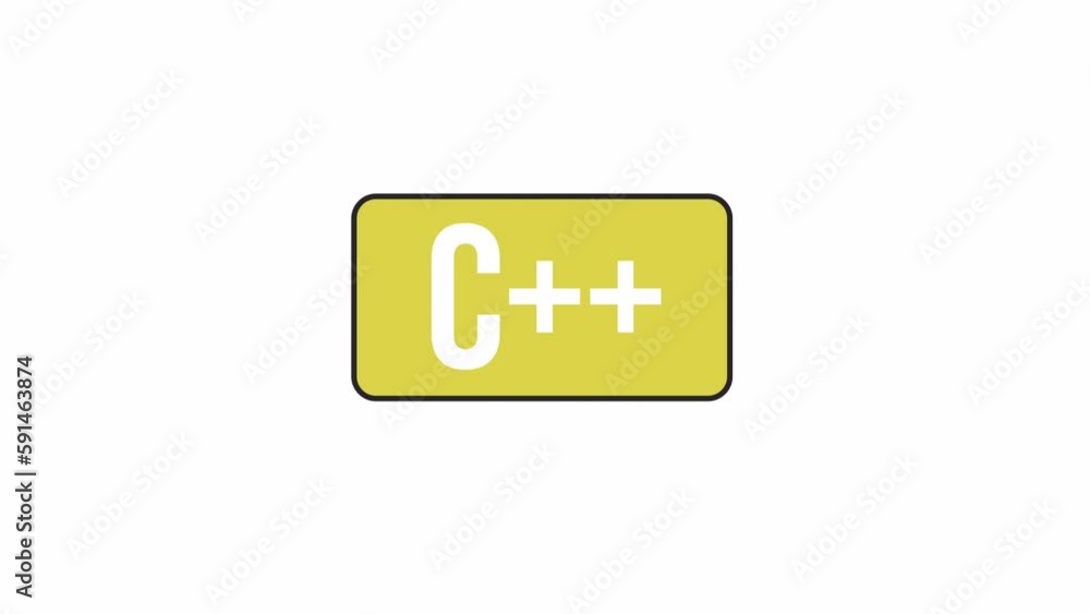 Fototapete Animated C plus plus button. Flat outline style icon 4K video footage for web design. Programming isolated colorful thin line element animation on white background with alpha channel transparency