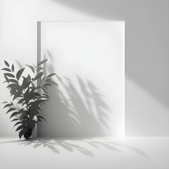 Minimalistic light background with blurred foliage shadow.
