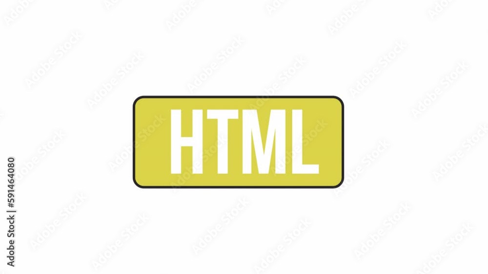 Poster Animated HTML button. Flat outline style icon 4K video footage for web design. Website development isolated colorful thin line element animation on white background with alpha channel transparency