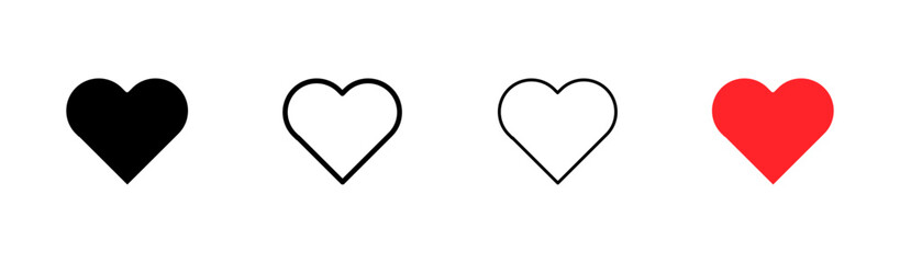 Heart. Icons in different styles, colored, set of hearts. Vector icons.