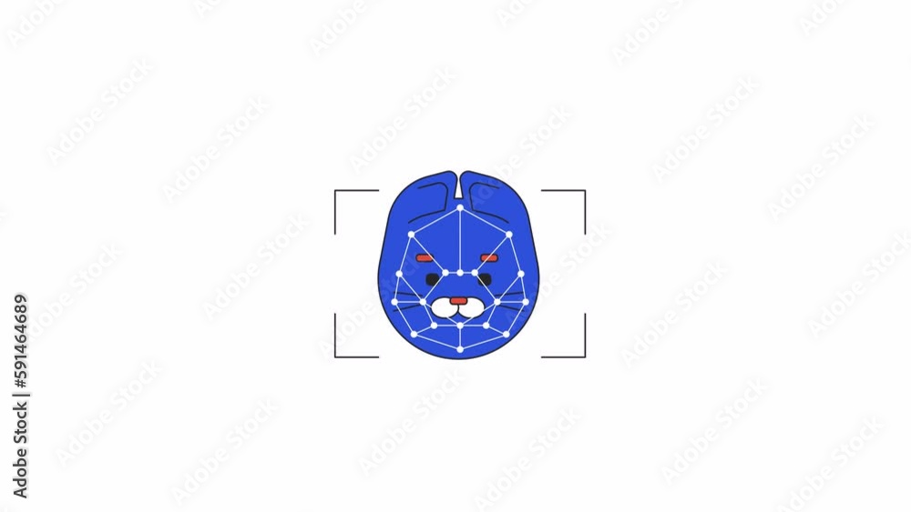 Poster ai processing cat face animation. animated feline animal 2d cartoon flat colour line character. comp