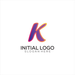 K initial logo gradient colorful design icon