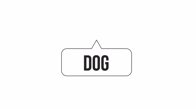 Animated bw pop up dog message. Black white thin line icon with text 4K video footage for web design. Push notification isolated monochromatic flat element animation with alpha channel transparency