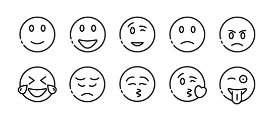 Faces. Line icon, black, set of persons. Vector icons.