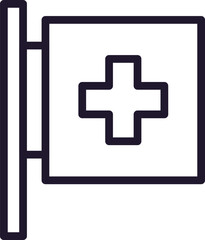 Obraz premium Single line icon of medical cross High quality vector illustration for design, web sites, internet shops, online books etc. Editable stroke in trendy flat style isolated on white background