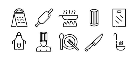 Cook food. Line icon, black, skill in cooking. Vector icons