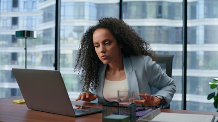 Angry businesswoman feeling nervous closeup. Employee dissatisfied by failure