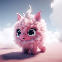 A pink fluffy cat with white eyes Generative AI