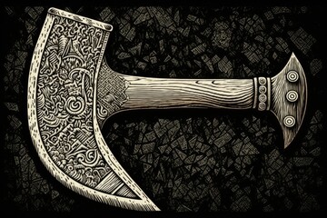 menacing axe on a dark background. Generative AI