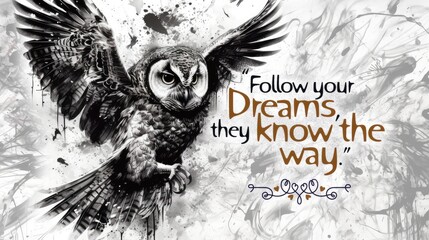 An owl and a wise quote for the school, classroom or a nursery. Created with generative AI technology.