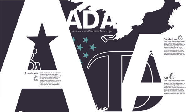 ADA Mean (Americans With Disabilities Act), Letters And Icons, Vector Illustration. Infographic, Typographies