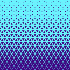 Blue turquoise halftone triangles pattern. Abstract geometric gradient background. Vector illustration.