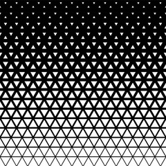 Black and white halftone triangles pattern. Abstract geometric gradient background. Vector illustration.