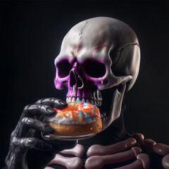 A skeleton is eating a donut Generative AI
