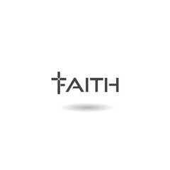 Faith cross icon with shadow