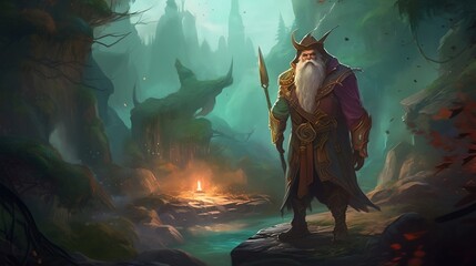 Old man exploring Dungeon and dragons world 