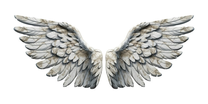Stone wings isolated on transparent background - Generative AI