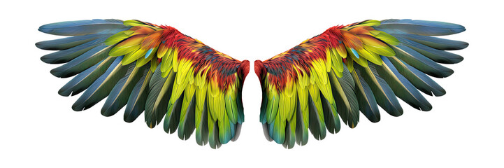 Parrot wings isolated on transparent background - Generative AI - obrazy, fototapety, plakaty