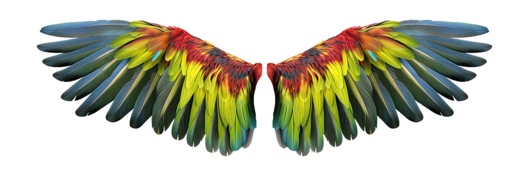 Parrot wings isolated on transparent background - Generative AI