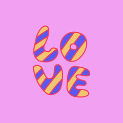 Minimalistic doodle vector hand drawn illustration. Lettering with word love