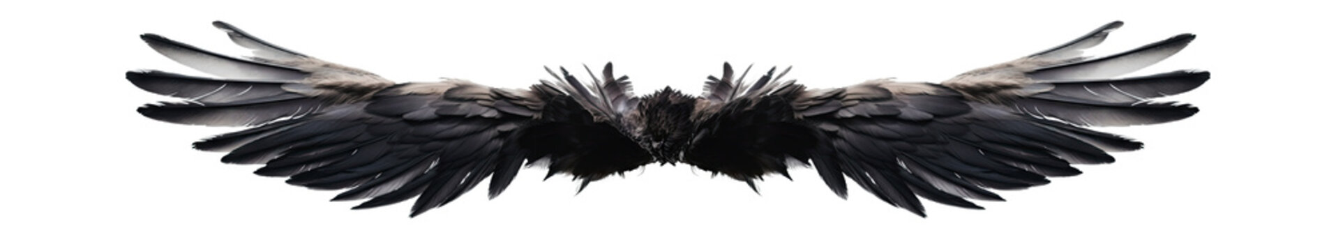 Black wings isolated on transparent background - Generative AI