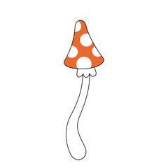 Retro groovy trippy mushroom. Hippie psychedelic fly agaric fungus. Hippy funky toadstool. Vintage cartoon hallucinogenic fantasy amanita. Trendy y2k pop culture design. Isolated vector eps element