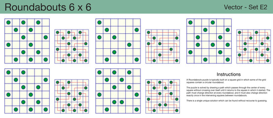 5 Roundabouts 6 x 6 Puzzles. A set of scalable puzzles for kids and adults, which are ready for web use or to be compiled into a standard or large print activity book.