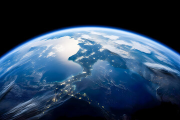 Planet earth seen from a satellite, generative AI