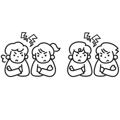 ケンカして睨みあう子供たち