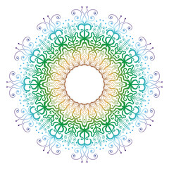 Round gradient circular pattern in form of mandala for Henna, Mehndi, tattoo, decoration. Decorative boho ornament in ethnic oriental style. Coloring book page. Oriental pattern, vector illustration