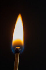 Burning wooden match close-up. - 591473800