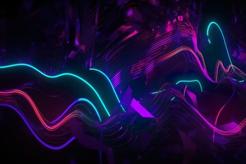 Curvy Neon Art in Ultraviolet Spectrum - Abstract Wallpaper on Black Background