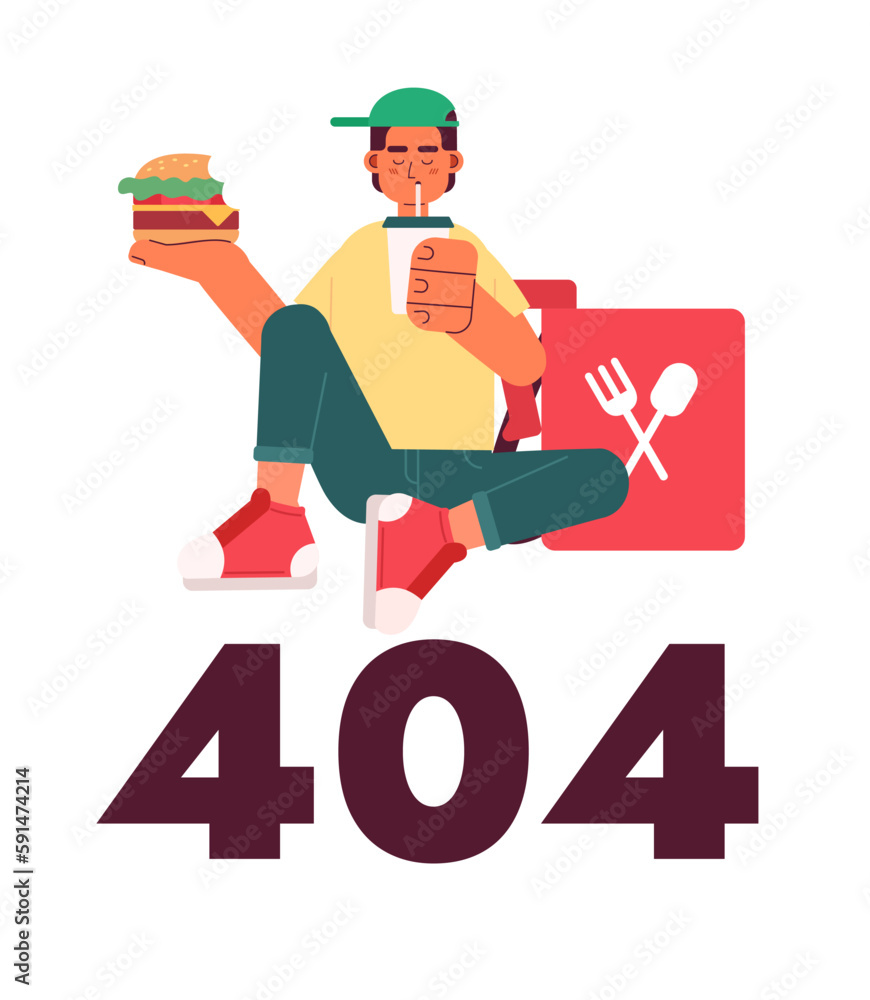 Poster delivery guy taking break vector empty state illustration. editable 404 not found for ux, ui design.