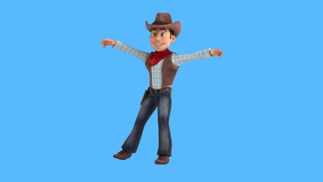 Fun 3D cartoon cowboy dancing (with alpha channel included)