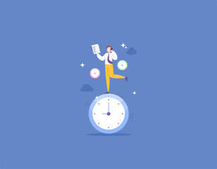 Optimize time management for efficiency and productivity. manage and complete tasks or projects on time. maximizing time. multitasking, fast and precise work. illustration concept design. vector