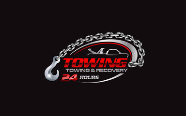 Illustration vector graphic of towing truck service logo design suitable for the automotive company