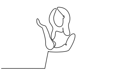 young beautiful curious woman thinks looking for solution